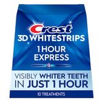 Crest 3D Whitestrips 1-Hour Express At-home Teeth Whitening Kit, 10 Treatments, 12 Levels Whiter for Fast Whitening