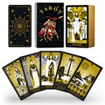 WJPC Knight Gold Tarot Cards with Guide Book Set&Gift Box for Beginner& Expert. Original Design Tarot Decks, Tarot Cards Decks