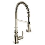 Moen S73104NL Weymouth One Handle Pre-Rinse Spring Pulldown Kitchen Faucet with Power Boost, Polished Nickel