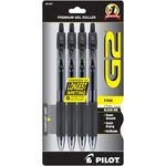 Pilot G2 Retractable Premium Gel Ink Roller Ball Pens, Fine Point, 4-Pack, Black Ink -31057