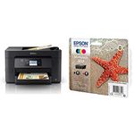 Epson WorkForce WF-3820 All-in-One Wireless Colour Printer with Scanner, Copier, Fax, Ethernet, Wi-Fi Direct and ADF, Black 603 Starfish Genuine Multipack, 4-Colours Ink Cartridges