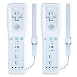 2 Pcs Remote Controller for Wii, TechKen Remote Game Controllers Compatible with Wii Remote Replacement with Silicone and Wrist Strap (White)