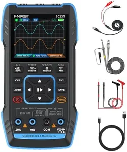 FNIRSI 2C23T 3 in 1 Handheld Oscilloscope Multimeter DDS Generator, 2 Channels, 10MHz Bandwidth, 50MSa/s Sampling Rate, 10000 Counts, Voltage, Current, Capacitor, Resistor, Diode Test