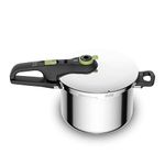 Tefal Secure Trendy P2580703 Pressure Cooker 6 L,2-Stage Cooker Intensive Level 117 °C,Gentle Level 112 °C,Induction Capsule Base,Suitable for All Cookers,Short Side Handle,Black,Green