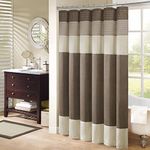 Madison Park Amherst Fabric Brown Shower Curtain, Pieced Transitional Simple Shower Curtains for Bathroom, 72 X 72, Natural