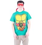 TMNT Teenage Mutant Ninja Turtles Raphael Costume Green T-shirt with Red Eye Mask (Adult Medium)