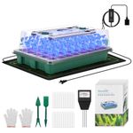 BlumWay 4-in-1 Seed Starter Tray with Grow Light &Heat Mat & Soil Meter Set,40-Cells Seedling Tray with Humidity Dome for Indoor Plant