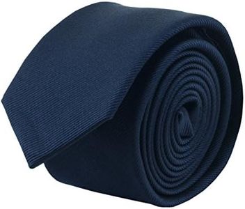 John William Clothing 100% Silk Handmade Navy Blue 2 Inch Skinny Tie Men's Necktie by John William