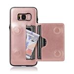 EYZUTAK Card Slot Holder Wallet Case for Samsung Galaxy S8, Premium PU Leather Case Kickstand with Hidden Magnetic Closure Flip Durable Shockproof Protective Cover for Samsung Galaxy S8 - Rose Gold