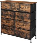 LEVEDE Chest of 9 Drawers, Tallboy Storage Cabinet, Tower Dresser Organizer Clothes Toys Storage Unit, Home Furniture for Bedroom, Living Room, Hallway, Office (Retro Brown)