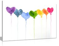 Watercolour Painting Hearts Bathroom Bedroom Canvas Wall Art Picture Print (24x16)