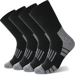 Merino Wool Socks for Men & Women Thermal Winter Hiking Warm Thick Crew Cozy Boot Work Gift Socks Stocking Stuffers 4 Pairs(Stripe-Black(4 Pairs))