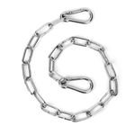 lasuroa Gate Chain Lock, 20 Inch Stainless Steel Gate Link Chain Lock with Both-Ended Carabiners Chain Link Gate Latches for Outdoor Fences, Pet Cages, Dog Horse Goat Cow Corral Supplies