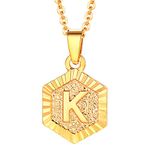 U7 Friendship Necklace Gold Plated Pendant Letter K Mens Necklaces