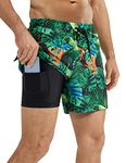 QAYMZUMD Swimming Shorts Men Mens Swim Shorts with Compression Liner 4-Way Stretch Bathing Suit Swimming Shorts 2 in 1 Men's Swim Trunks with Zipper Pockets Board Shorts for Men-lvsezonglvye-3XL