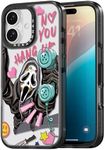 Rosarnnah Compatible for iPhone 16 Case Cute - Durable Shockproof 6.6 ft Drop Impact Phone Case - Black Funny Scream Skeleton Halloween Horror Design for iPhone 16 6.1"