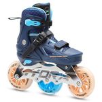 Jaspo Radar Edge 100 mm Adjustable Hard-Boot Inline Shoe Skates Aluminium Frame ABEC-7 Bearing, 80A Hardness PU Wheels, Soft Cushioned Inner Shoe for All Age Groups Blue, Large (23-26 cms)