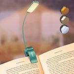 Gritin 9 LED Clip on Book Light, 3 Eye-Protecting Modes Flexible Reading Light Book Lamp (Warm&Cool White Light) -Stepless Dimming, Rechargeable, Long Battery Life, 4-Level Power Indicator -Green