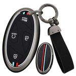 ontto Key Cover Fit for Hyundai 5-Button Key Fob,Metal Frame Key Shell Soft Silicone Key Case, 5btn-black