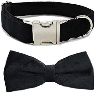 Love Dream Bowtie Dog Collar, Velvet Dog Collars with Detachable Bowtie Metal Buckle, Soft Comfortable Adjustable Bow Tie Collars for Small Medium Large Dogs (Small, Black)