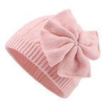 XIAOHAWANG Baby Girl Winter Hat Cute Bow Baby Beanie Warm Knitted Hats for Infant Toddler Girls (Pink, M)