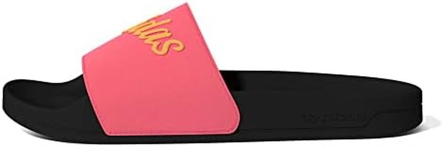adidas Women's Adilette Shower Slides Sandal, Acid Red/Flash Orange/Core Black, 5