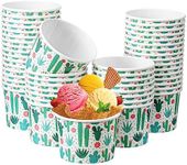 Pinkunn 50 Count Cactus Paper Ice Cream Cups 8 oz Disposable Dessert Bowls Ice Cream Bowls for Cold Hot Food Ice Cream Fiesta Party Decorations for Sundae Frozen Yogurt Mexican Cactus Party Supplies