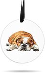 WIRESTER Hanging Ornaments for Christmas Tree Holidays, Party, Car, Home, Office Decoration, Large 3 inch Acrylic Ready to Hang Ornament - English Bulldog Dog Lying Down Looking Up