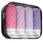 Lericttor 100ml Silicone Travel Bottles for Toiletries with Labels/Clear Bag, Holiday Travel Essentials Leakproof Refillable Squeeze Travel Size Containers Set for Shampoo and Conditioner