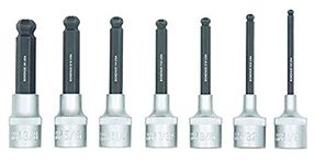 Bondhus 43445 ProHold Ball End Bit Tool Set with Socket with ProGuard Finish, 2-Inch, 7 Piece