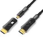 YIWENTEC HDMI Fiber Cable 4k@60Hz HDCP2.2 4:4:4 High Speed 18Gbps HDR 3D 4K2K HDMI Optic Fiber Cable with Micro HDMI Pull Type (20M, 4K)