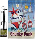 Breeze Decor GS106004-P3 Chunky Dunk Summer Fun in The Sun Impressions Decorative Vertical 13" x 18.5" Garden Flag Set Metal Pole Hardware