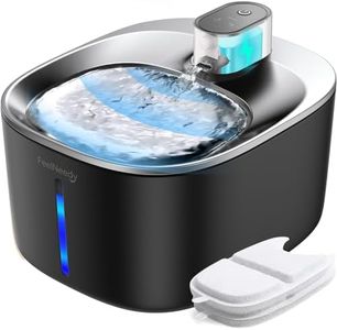 FEELNEEDY 4L Drinking Fountain for Cats Wireless with Sensor Wireless Cat Fountain Stainless Steel with Motion Sensor Without Power and Battery 4000 mAh, 3 Modes, Quiet Pump and 2 Filters, Black