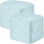 ABOUT SPACE 2Pcs Ultra Space Saving Self Compression Organizer - 141 L Vacuum Storage Bags - Packing Vaccine Bags for Clothes Airtight Reusable -Travel Essentials (Blue -Large - L 54 x B 42 x H 62 cm)