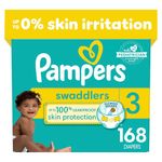 Pampers Swaddlers Diapers - Size 3, One Month Supply (168 Count), Ultra Soft Disposable Baby Diapers