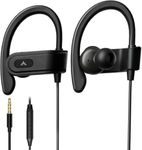 Avantree E171 - AUX 3.5mm Wired Earbuds with Microphone & in-Line Volume Control, Compatible with Traditional 3.5mm AUX Phones Corded Headphones with Ear Hook for Running & Sports, Black