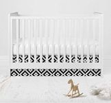 Bacati Love Diamond Crib/Toddler Bed Skirt, Black/White, 13"