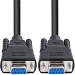 DTECH DB9 Female to DB9 Female 5ft RS232 Serial Cable Null Modem Cord Cross TX RX line for Data Communication PC Computer (Black)