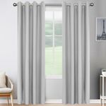 JIVINER 2 Panel Set Linen Blackout Curtains for Bedroom Living Room Darkening Curtains Grommet Thermal Insulated 84 inch Window Drapes Panels (Light Gray, W52 X L84,2 Panels)