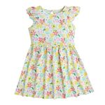 Hopscotch Girls Floral Print Casual Knee-Length Dress In Multi Color For Ages 6-7 Years