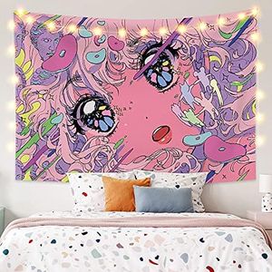 VTYUBX Japanese Anime Girl Tapestry Kawaii aestheticism 3D Printing Art Anime Wall Hanging, for Living Room Bedroom Dorm Decor (80ʺL × 60ʺW, R01)