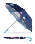 Destinio Umbrella for Kids - Stylish Cute & Child Safe kids umbrella for girls & boys - 100% Waterproof; Small Umbrella for Kids, Girls, Boys, and Baby (19 Inch, Blue (Rainbow))