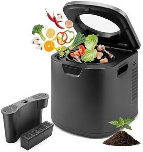 NutriChef 4 Quart Electric Kitchen Composter | Smart Countertop Composter Includes 2 Odorless Carbon Filters | Electric Compost Bin for Indoor Use | 3 Volume Based Modes Small, Medium & Large | Gray