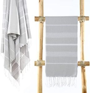 CACALA Pure Series Turkish Bath Towels – Traditional Peshtemal Design for Bathrooms, Beach, Sauna – 100% Natural Cotton, Ultra-Soft, Fast-Drying, Absorbent – Warm, Rich Colors with Stripes