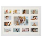 13 Opening Collage Picture Frame K-12 with Double White Mat - Displays One 4x6 and Twelve Wallet Size 2.5x3.5 - Wall Mounting, Landscape, Portrait