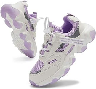 Santiro Girls Tennis Shoes Little Kids School Shoes No Lace Sneakers Comfortable Light Athletic Sports Running Shoes for Children 2 Purple