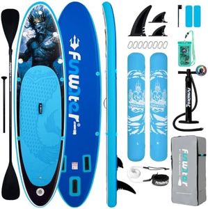 FunWater SUP Inflatable Stand Up Paddle Board 10'6×33"×6" Ultra-Light Inflatable Paddleboard with ISUP Accessories,Fins,Adjustable Paddle, Pump,Backpack