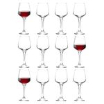 LAV 12x Clear 400ml Lal Red Wine Glasses - Large Glass White Rose Long Stem Cocktail Party Drinking Goblet Gift Set