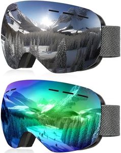 NSSIW Ski Goggles for Men Women Youth, OTG Snowboard Goggles Snow Goggles with Anti Fog and UV Protection Over Glasses 2 Pack