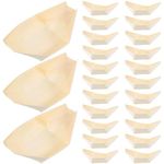 DOITOOL 100pcs Disposable Wooden Boat Natural Pinewood Take Out Trays Sushi Boat Shape Plate Sushi Sashimi Christmas Serving Plate （3.3"×2.4"）